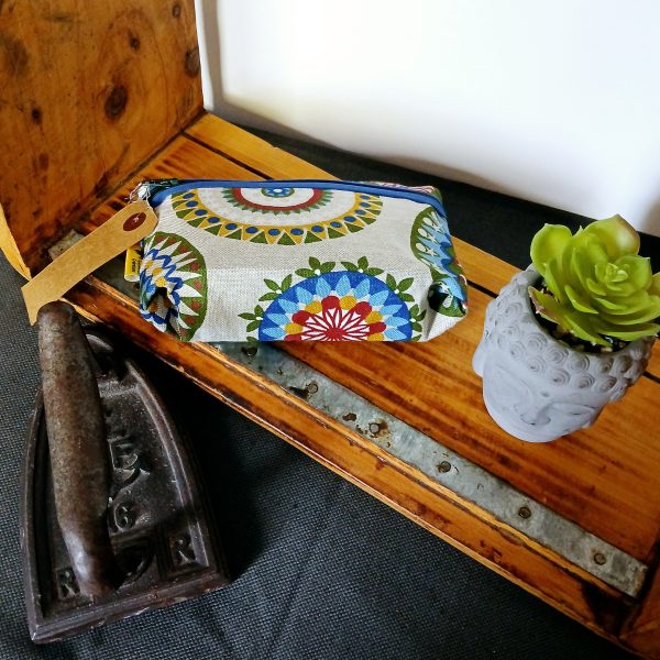 Trousse avec soufflet "mandala bleu"