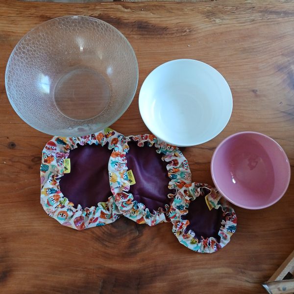 Lot de 3 charlottes alimentaires réversibles "Hibou"